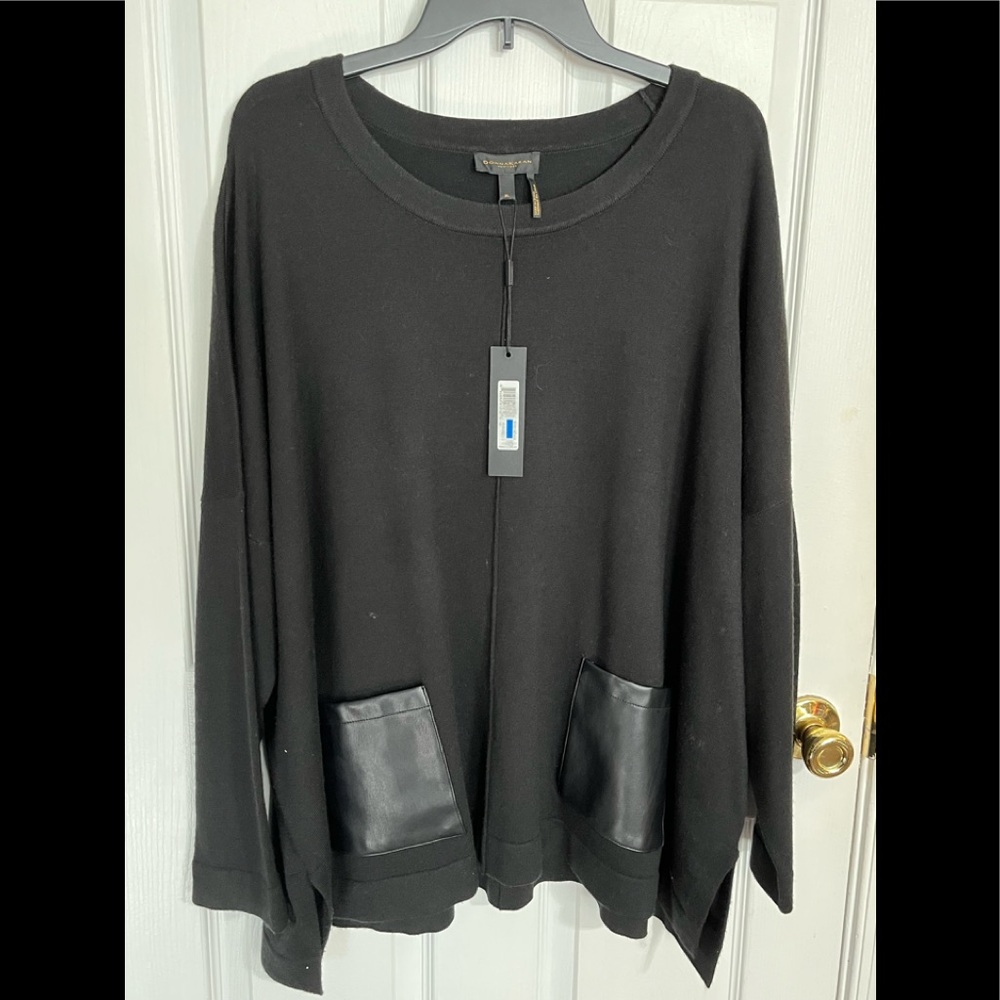 Donna Karan NY Black Oversized Top with pockets Size XL BNWT